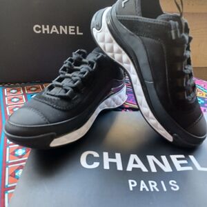 Chanel Black Women's Sneakers G35617 Size37 (7-7 1/2 US Size)